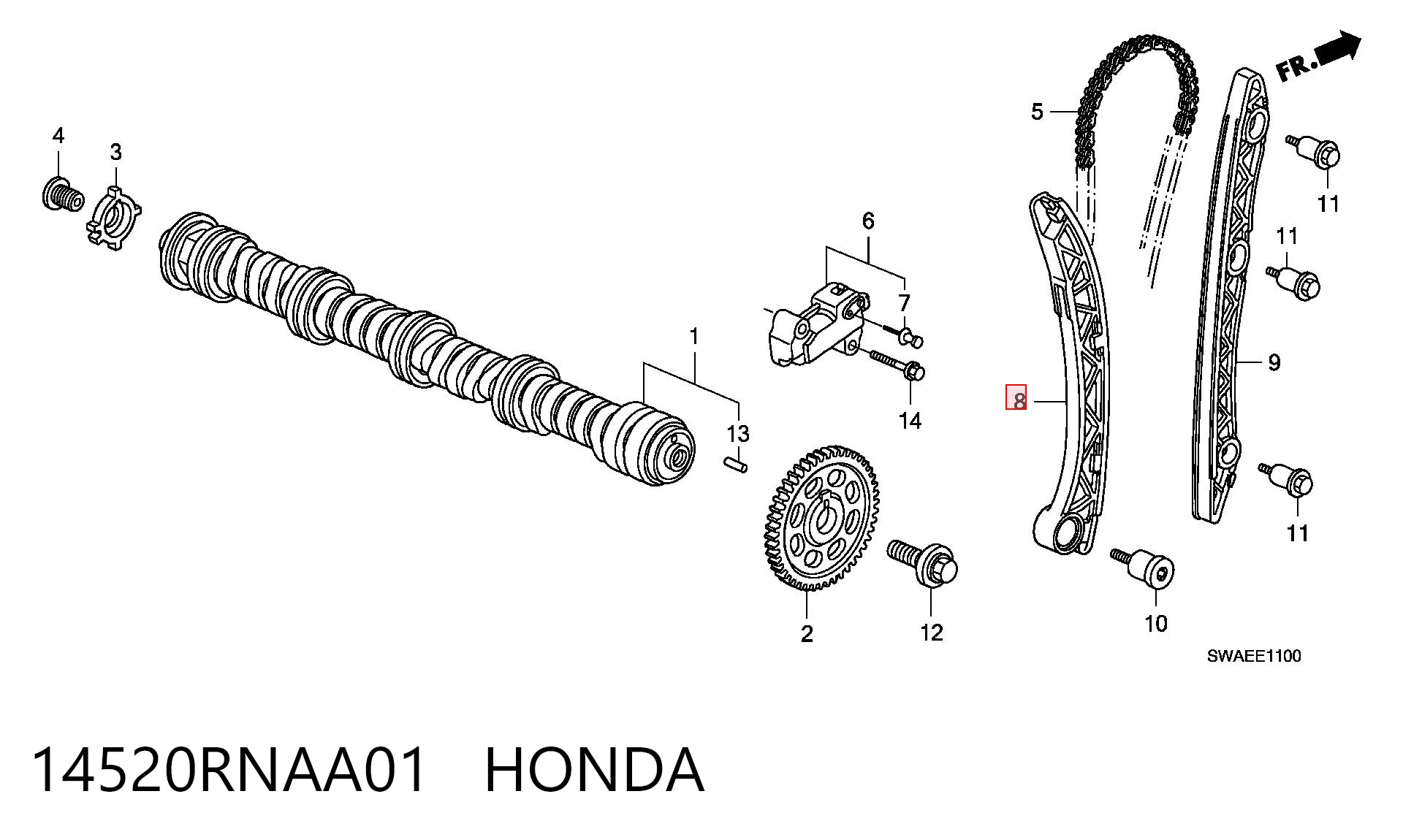 14520RNAA01 Honda Guía del tensor de la cadena de distribución