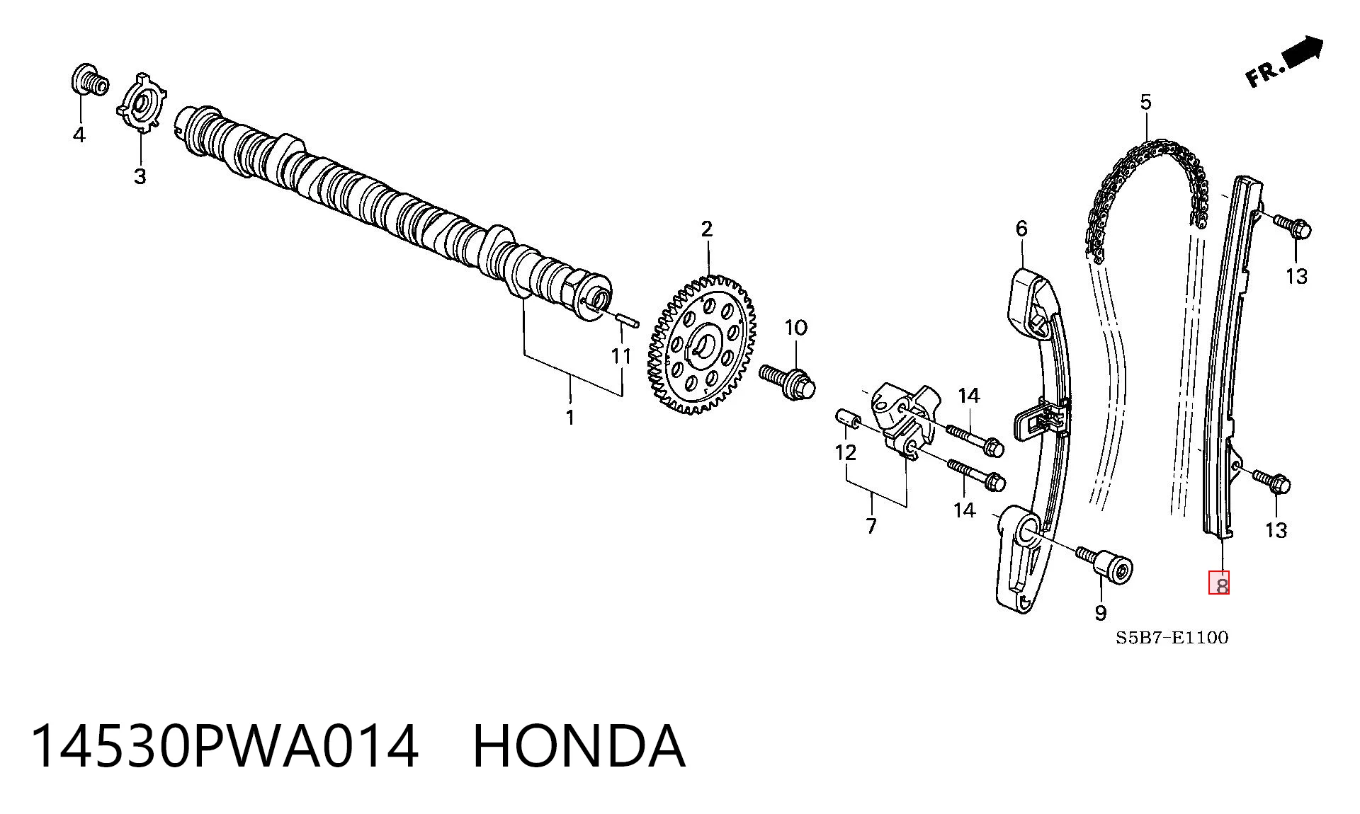 Guía izquierda de cadena de distribución para Honda Jazz GD, GE