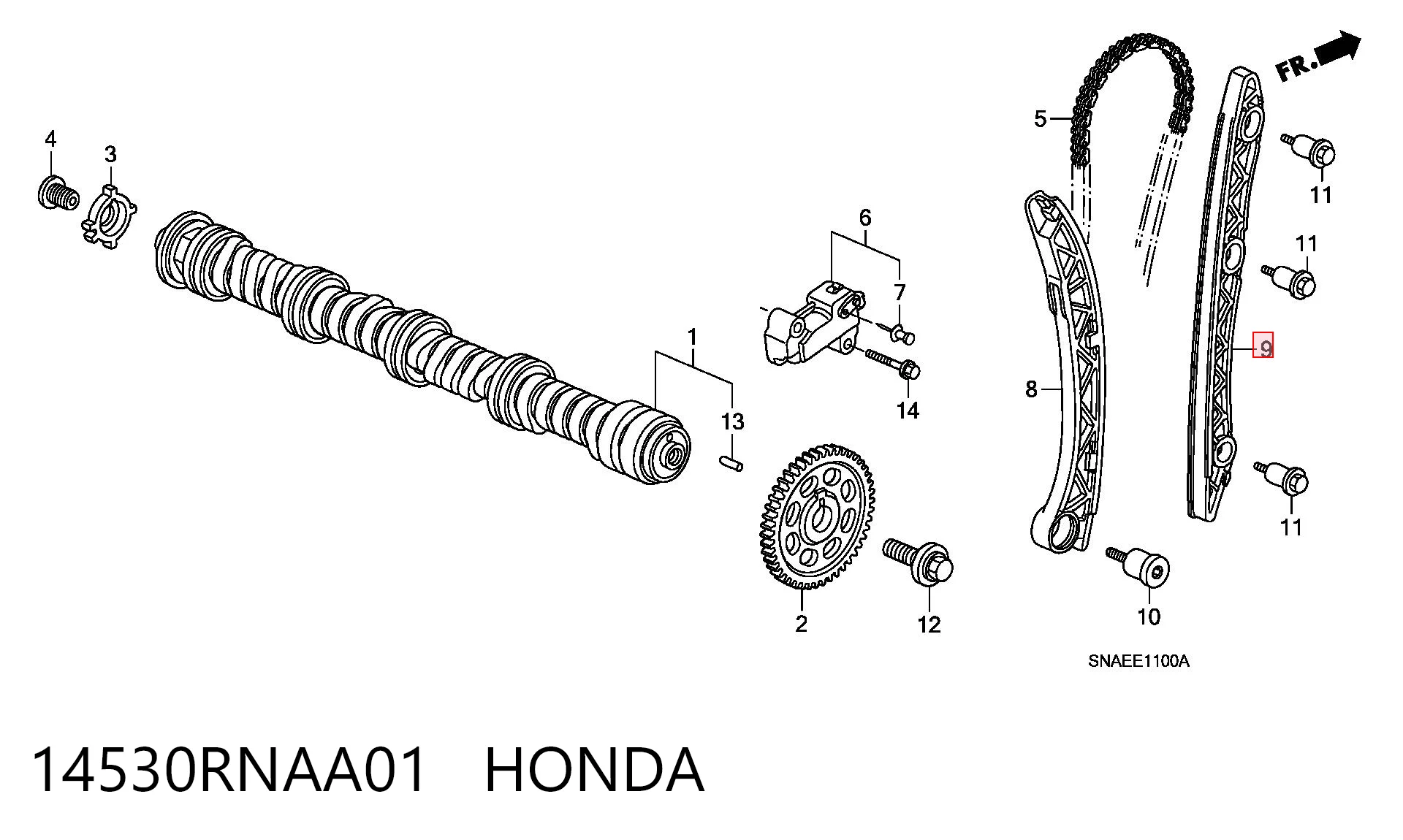 14530RNAA01 Honda Guía de cadena de distribución