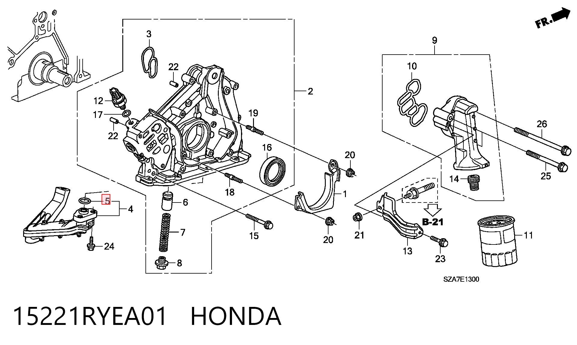 15221RYEA01 Honda Junta del soporte del filtro de aceite