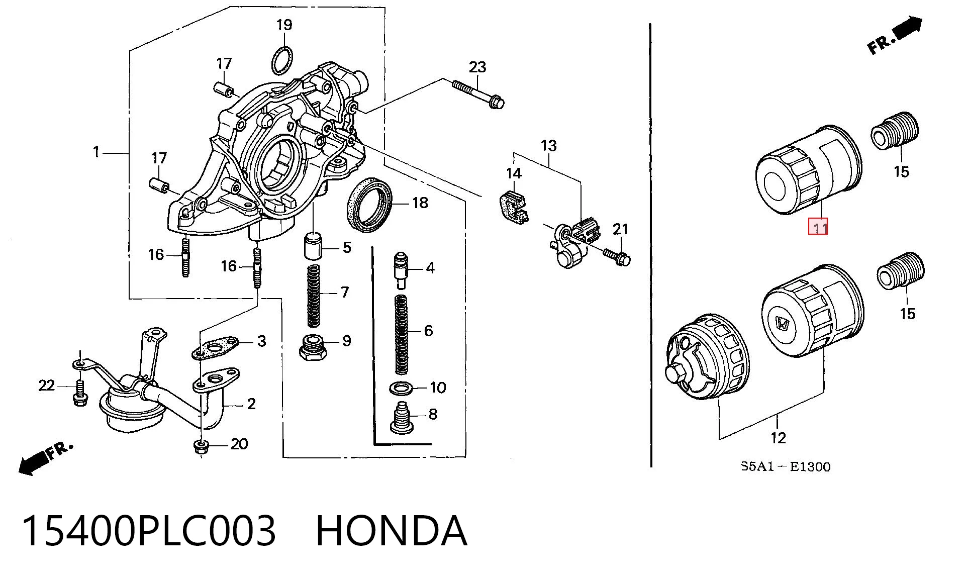 15400PLC003 Honda Filtro aceite