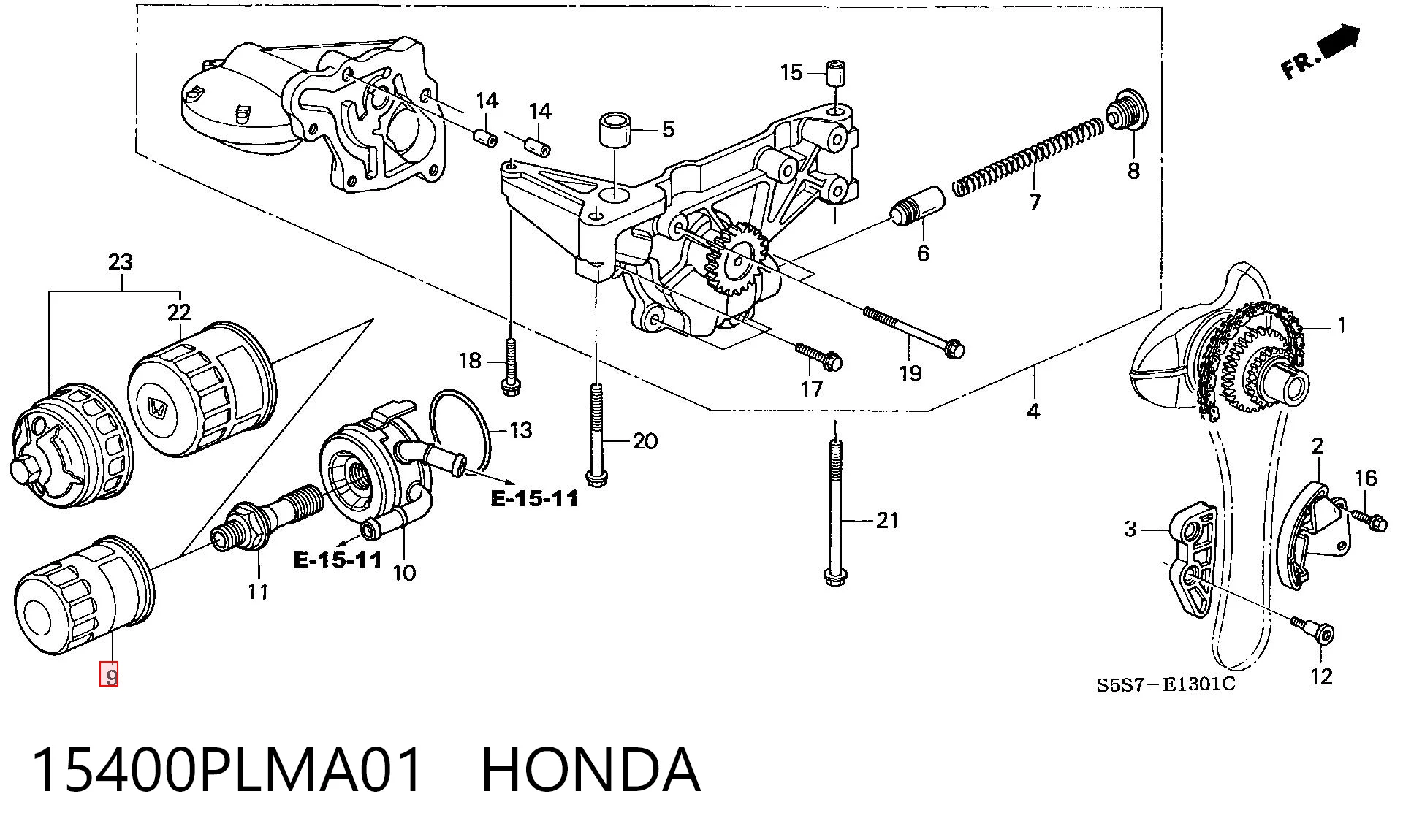 15400PLMA01 Honda Filtro aceite