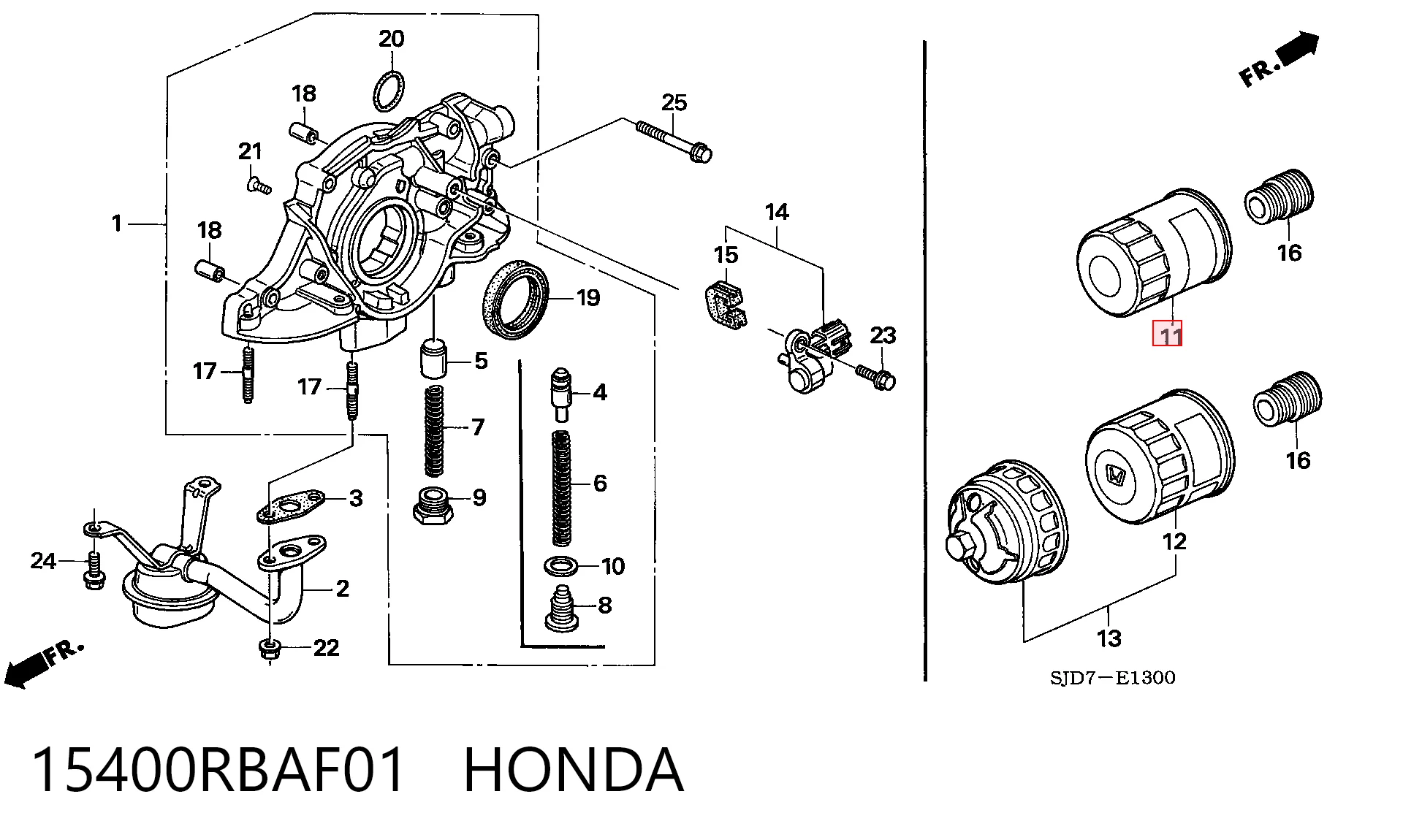15400RBAF01 Honda Filtro aceite