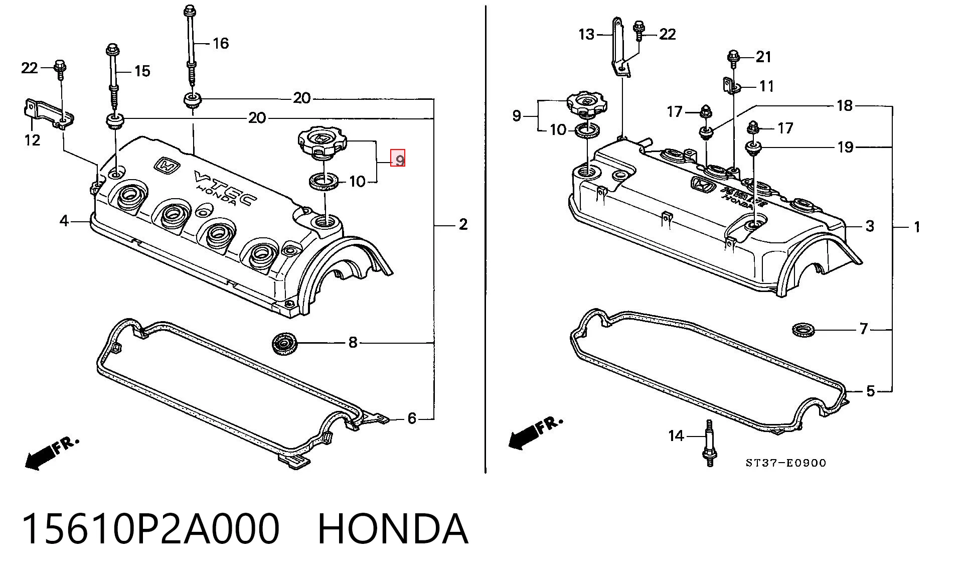 15610P2A000 Honda Tapa, tubuladura de relleno de aceite