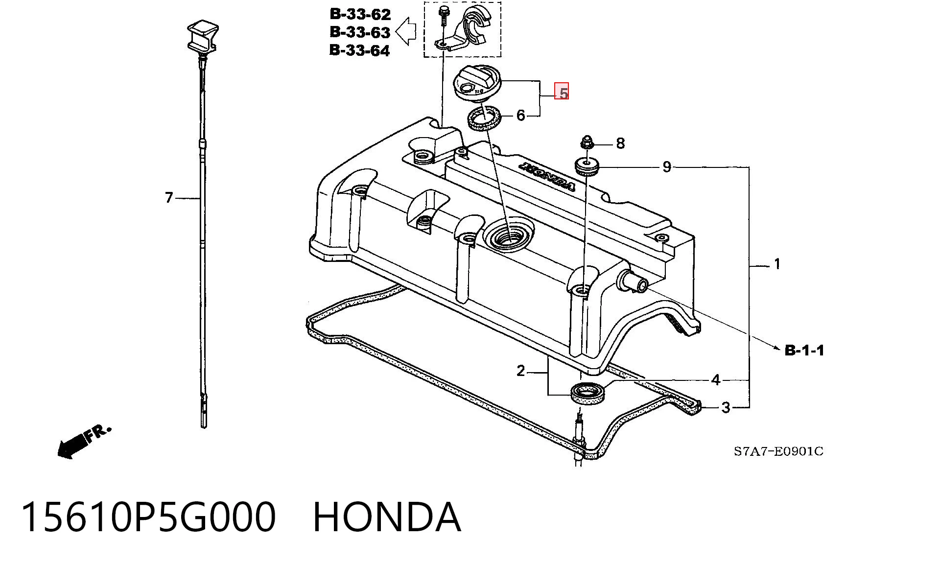 15610P5G000 Honda Tapa, tubuladura de relleno de aceite