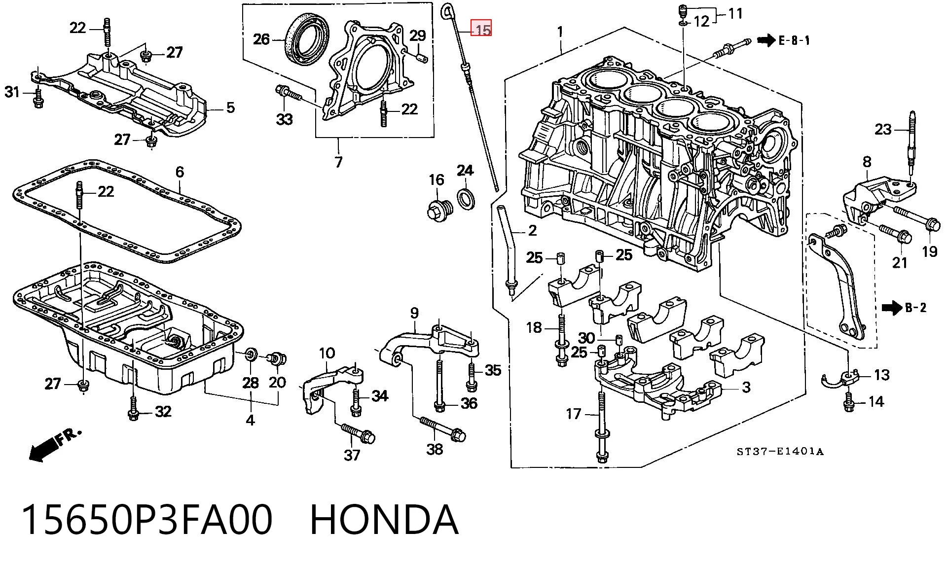 Varilla de nivel de aceite 15650P3FA00 HONDA