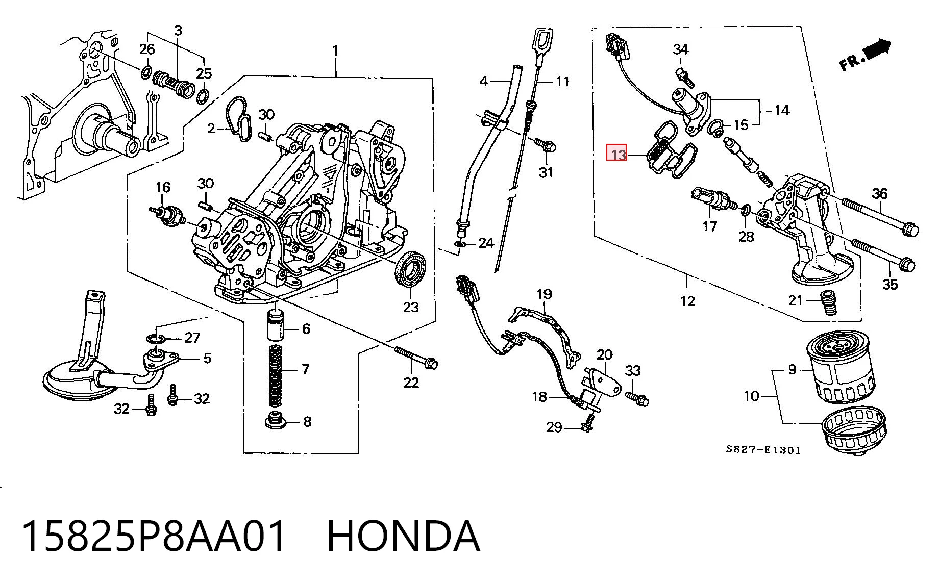 15825P8AA01 Honda Junta del adaptador del filtro de aceite