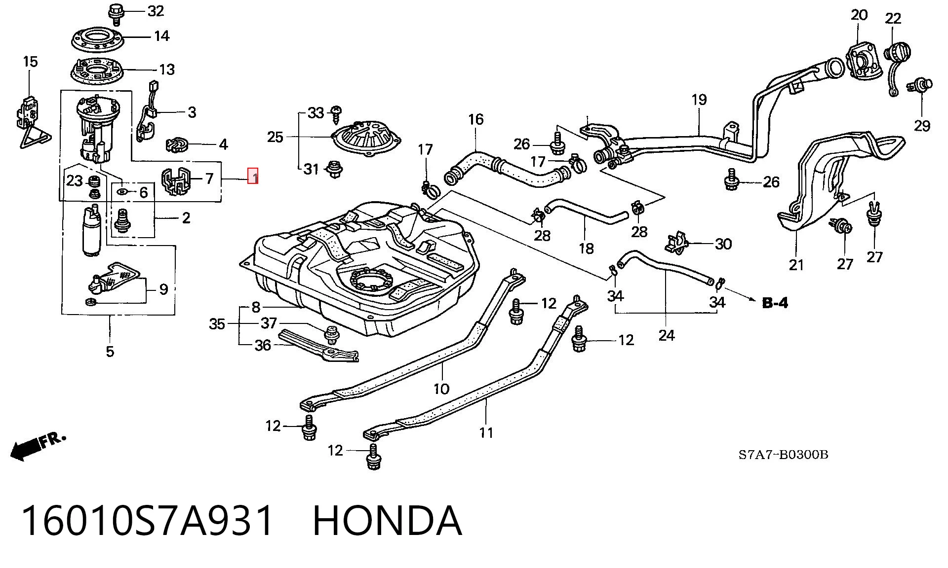 Filtro de combustible HONDA 16010S7A931