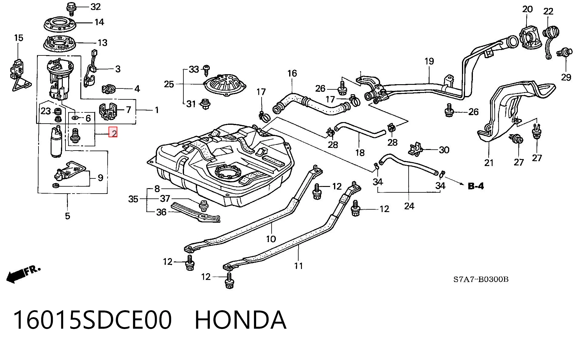 16015SDCE00 Honda Regulador de presión de combustible del módulo de la bomba en el tanque