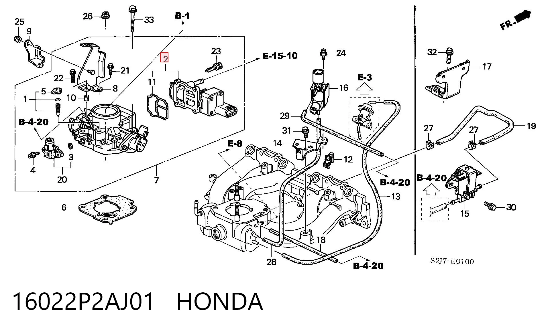 16022P2AJ01 Honda Regulador de ralentí