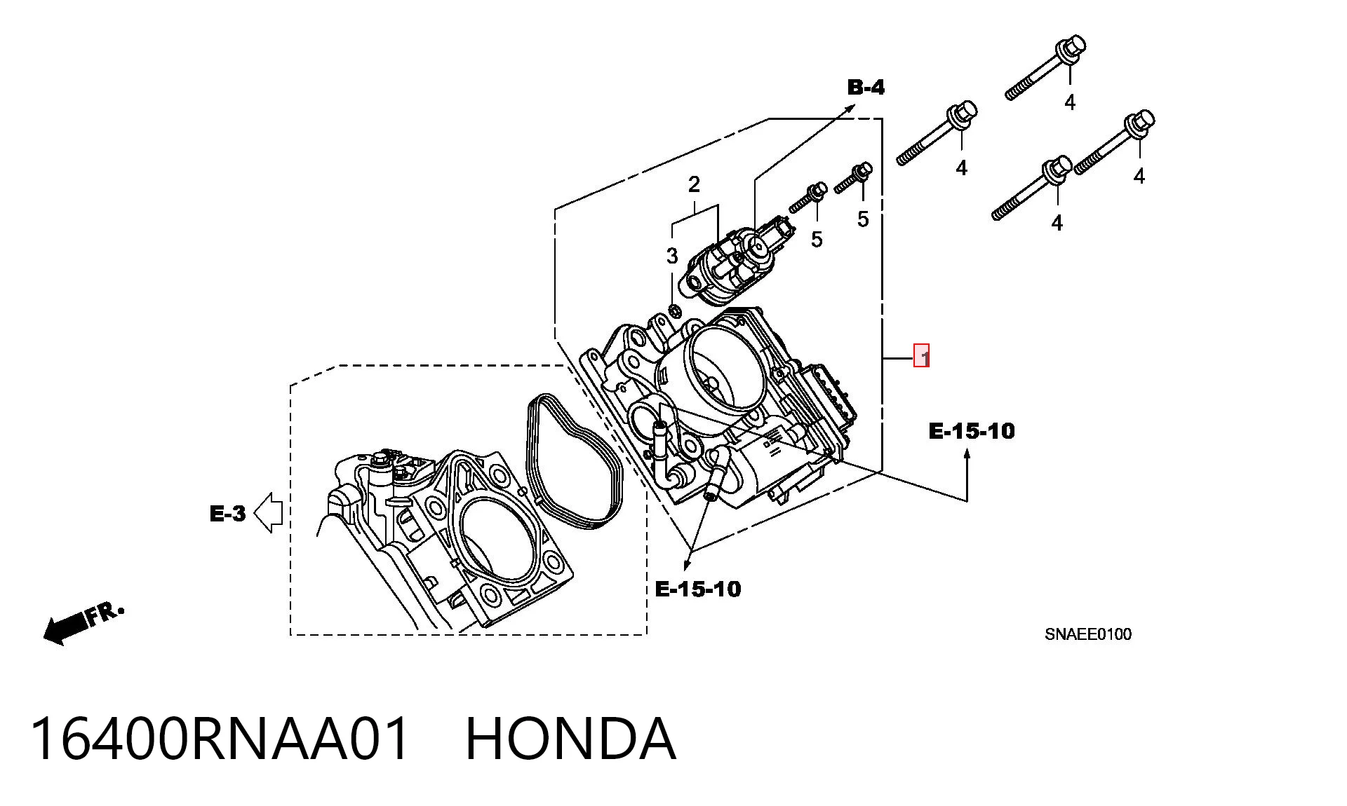 16400RNAA01 Honda Mariposa de admisión