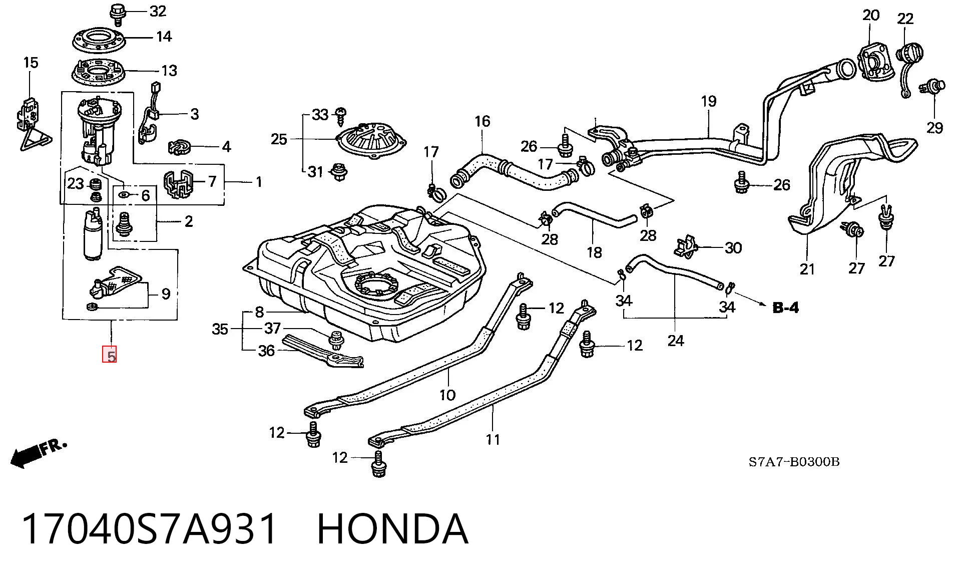 Elemento de turbina de la bomba de combustible 17040S7A931 HONDA
