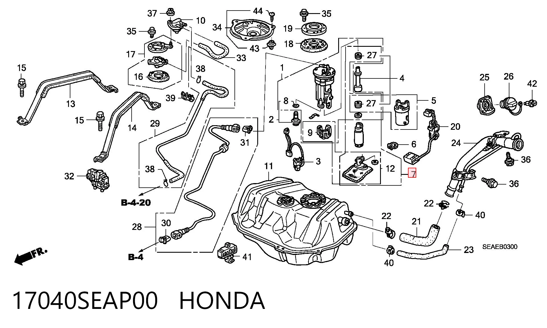 17040SEAP00 Honda Unidad de alimentación de combustible
