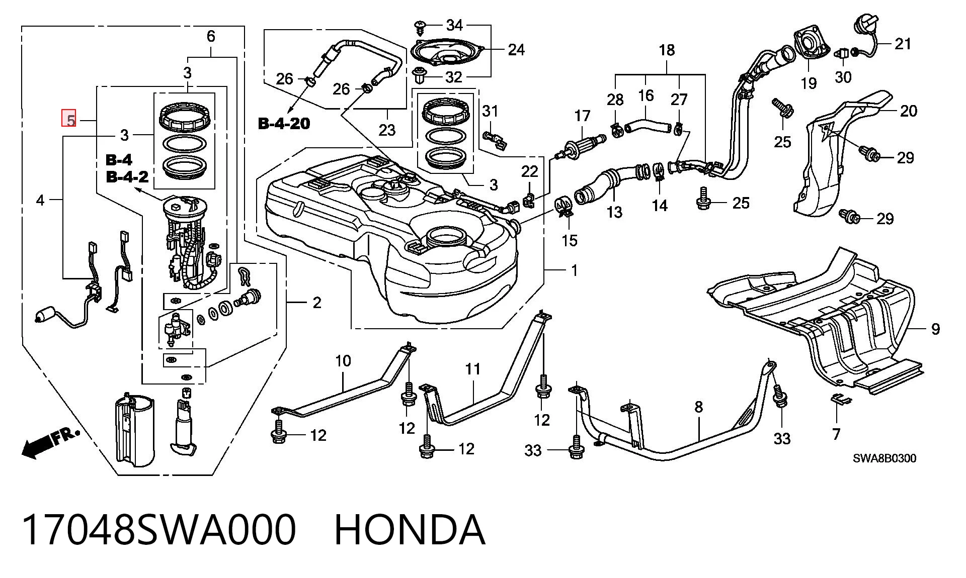 17048SWA000 Honda Filtro de gasolina