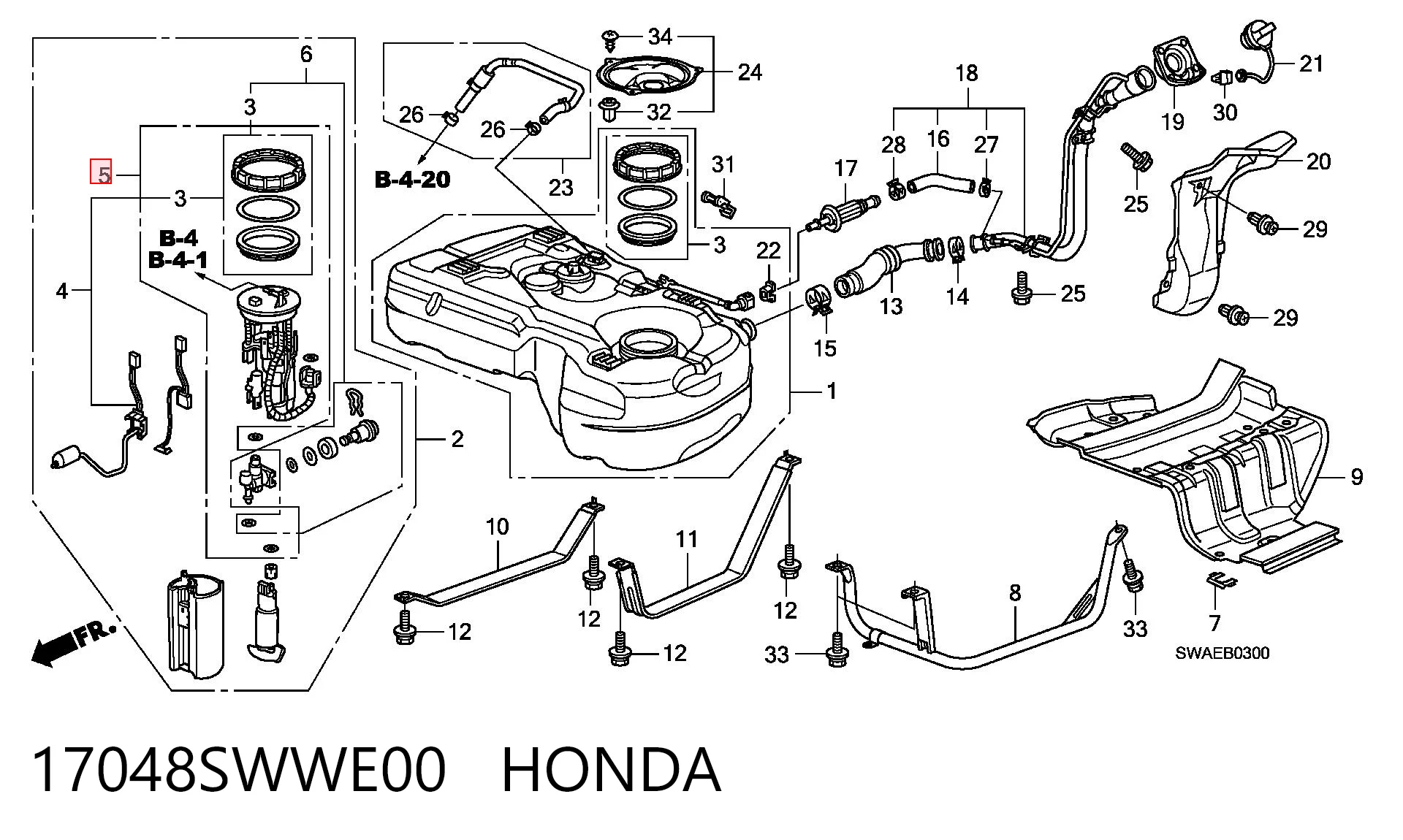 17048SWWE00 Honda Filtro de gasolina