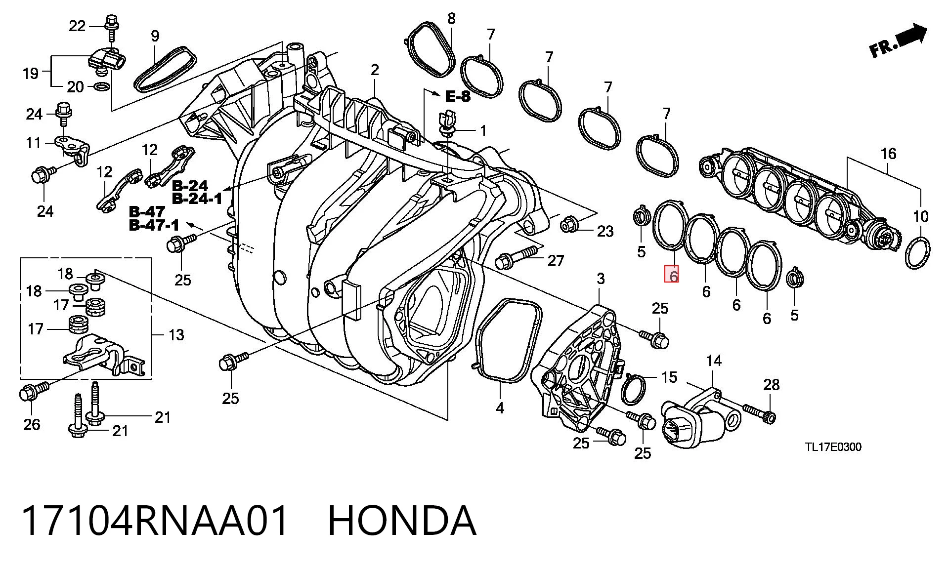 17104RNAA01 Honda Junta de válvula EGR