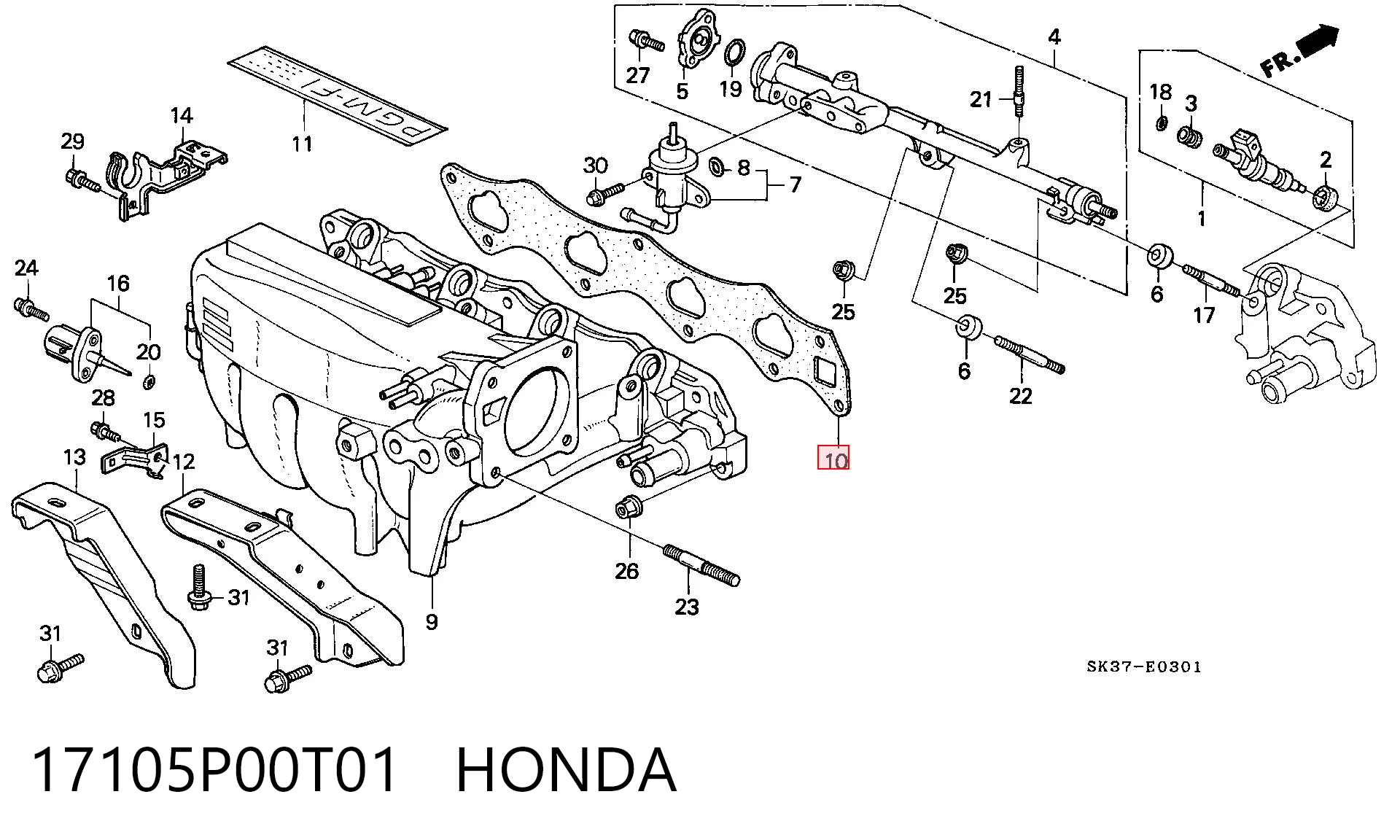 Junta colector de admisión Honda Civic IV (ED, EF)