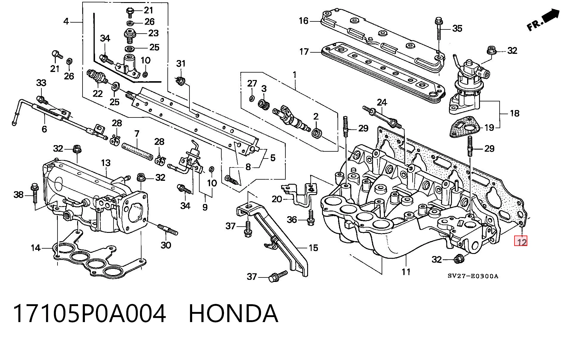 Junta del colector de admisión 17105P0A004 HONDA