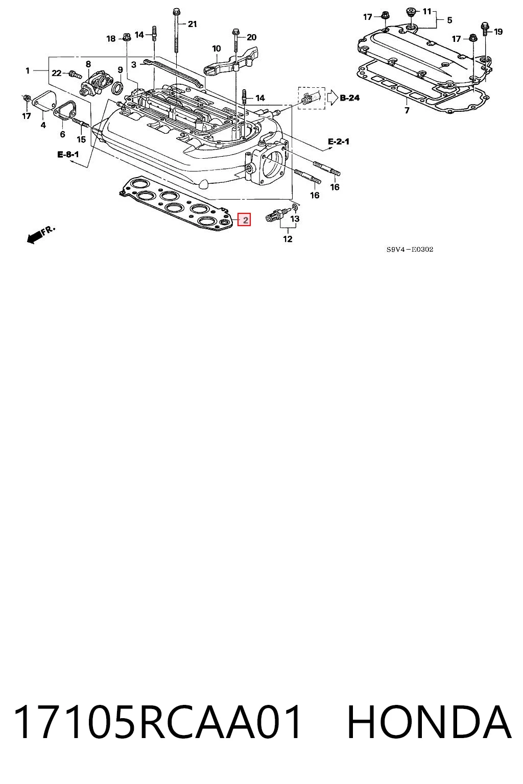 17105RCAA01 Honda Juego de juntas, colector de admisión
