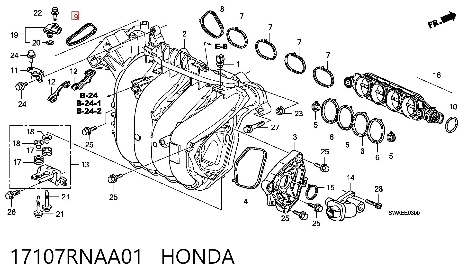 Junta del cuerpo de mariposa para Honda CR-V IV RM