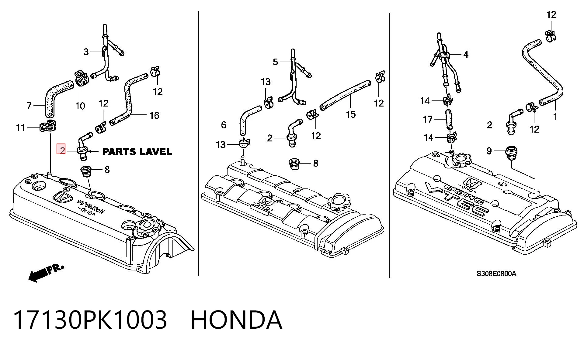 Válvula de ventilación del cárter para Honda Accord VI CG