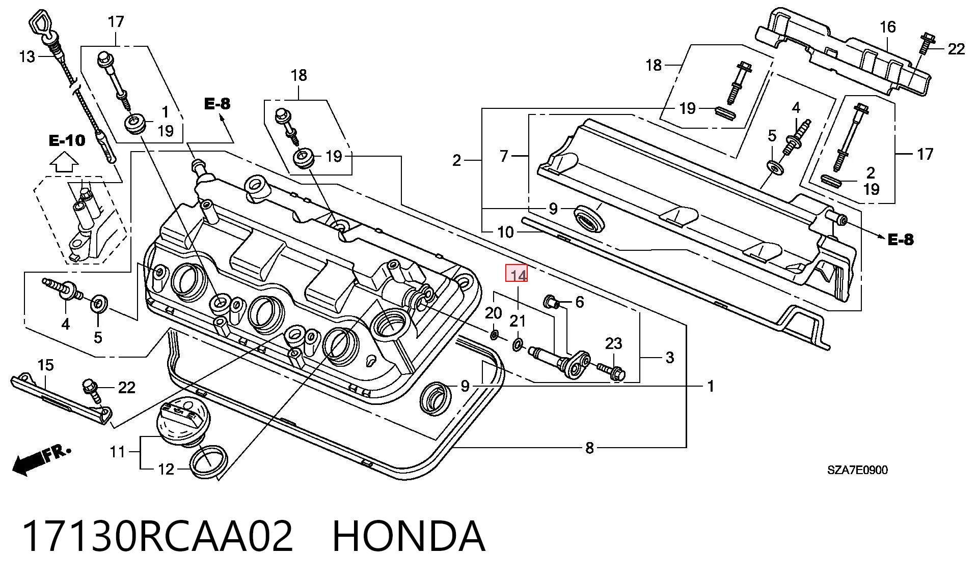 17130RCAA02 Honda Válvula de ventilación del cárter