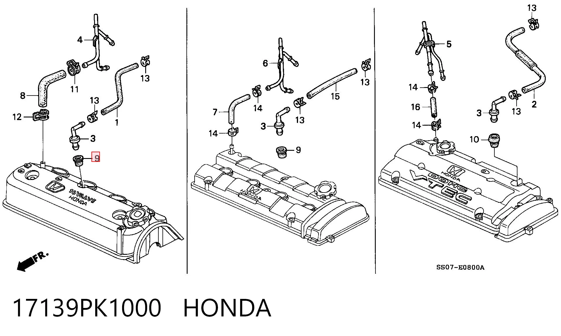 17139PK1000 Honda Junta de válvula de ventilación del cárter