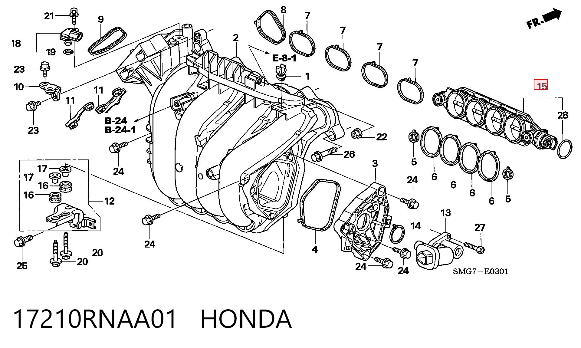 17210RNAA01 Honda Mariposa de turbulencia del colector de admisión