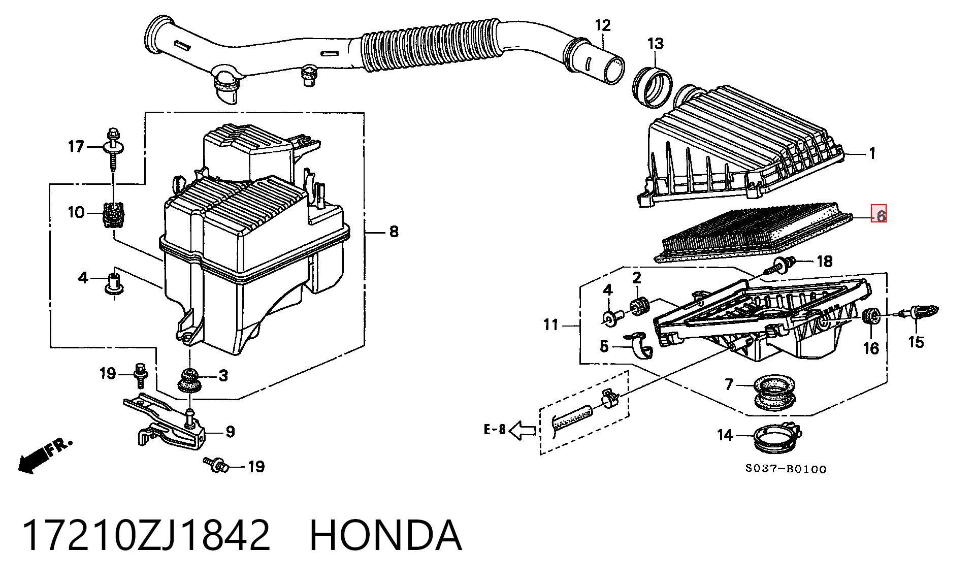 17210ZJ1842 Honda Filtro de aire de motor