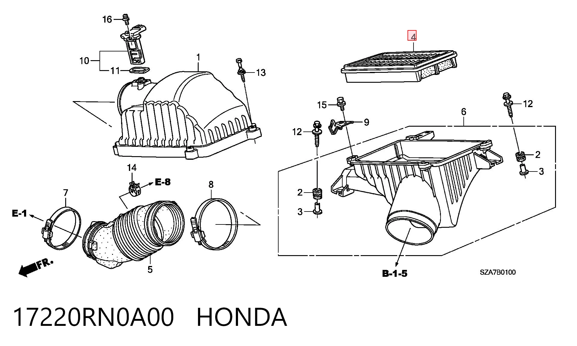 17220RN0A00 Honda Filtro de aire de motor