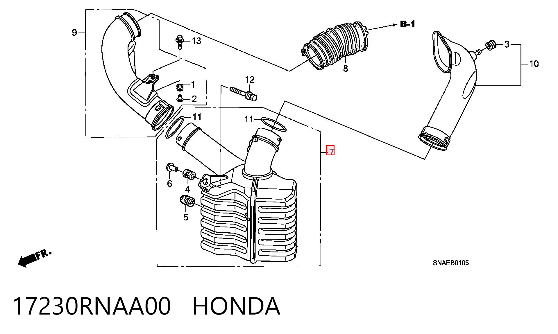 17230RNAA00 Honda Resonador del filtro de aire