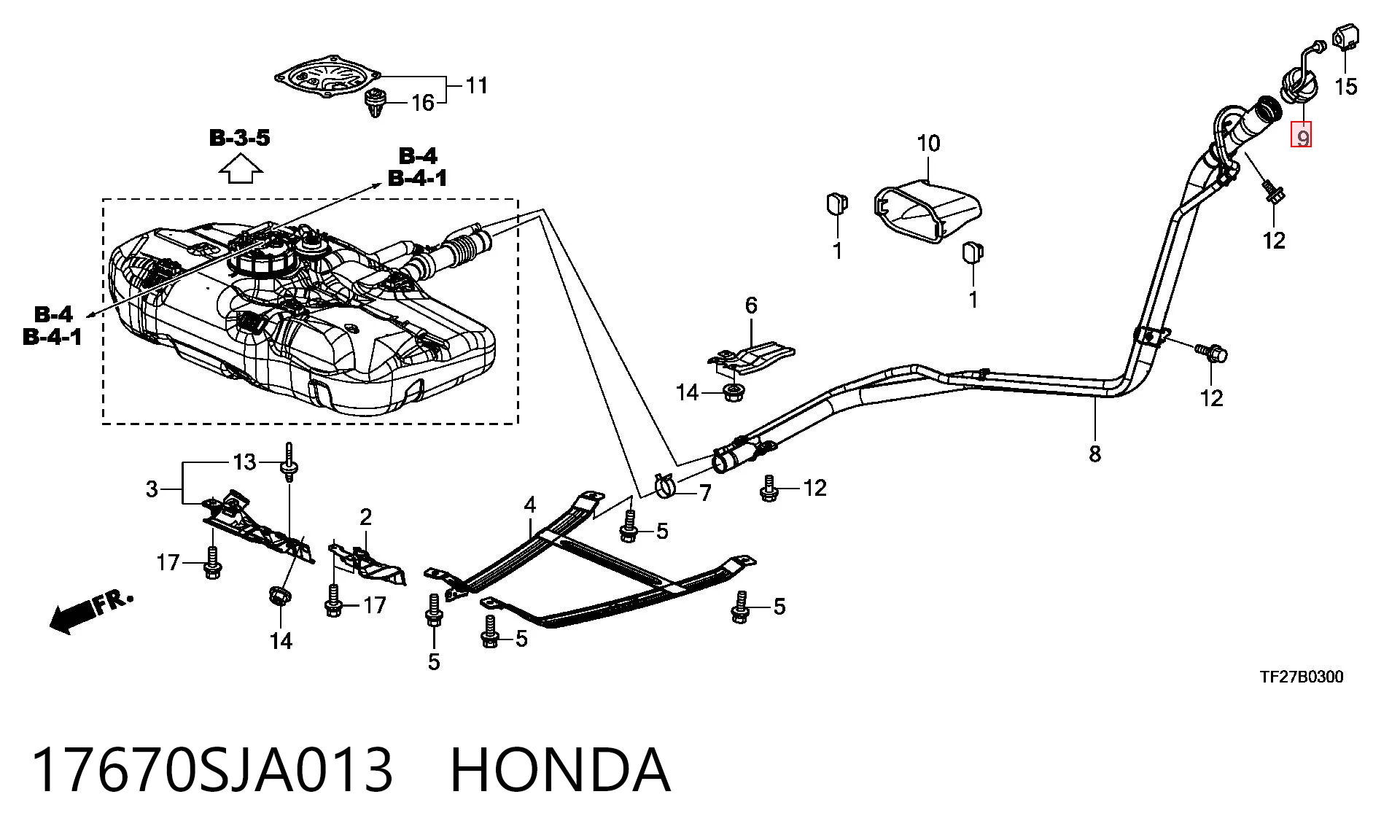 17670SJA013 Honda Tapa tanque combustible