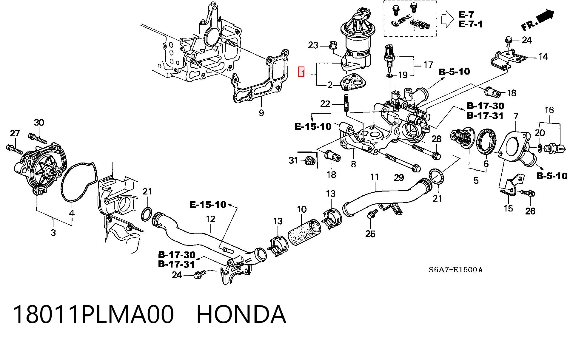 18011PLMA00 Honda Válvula EGR