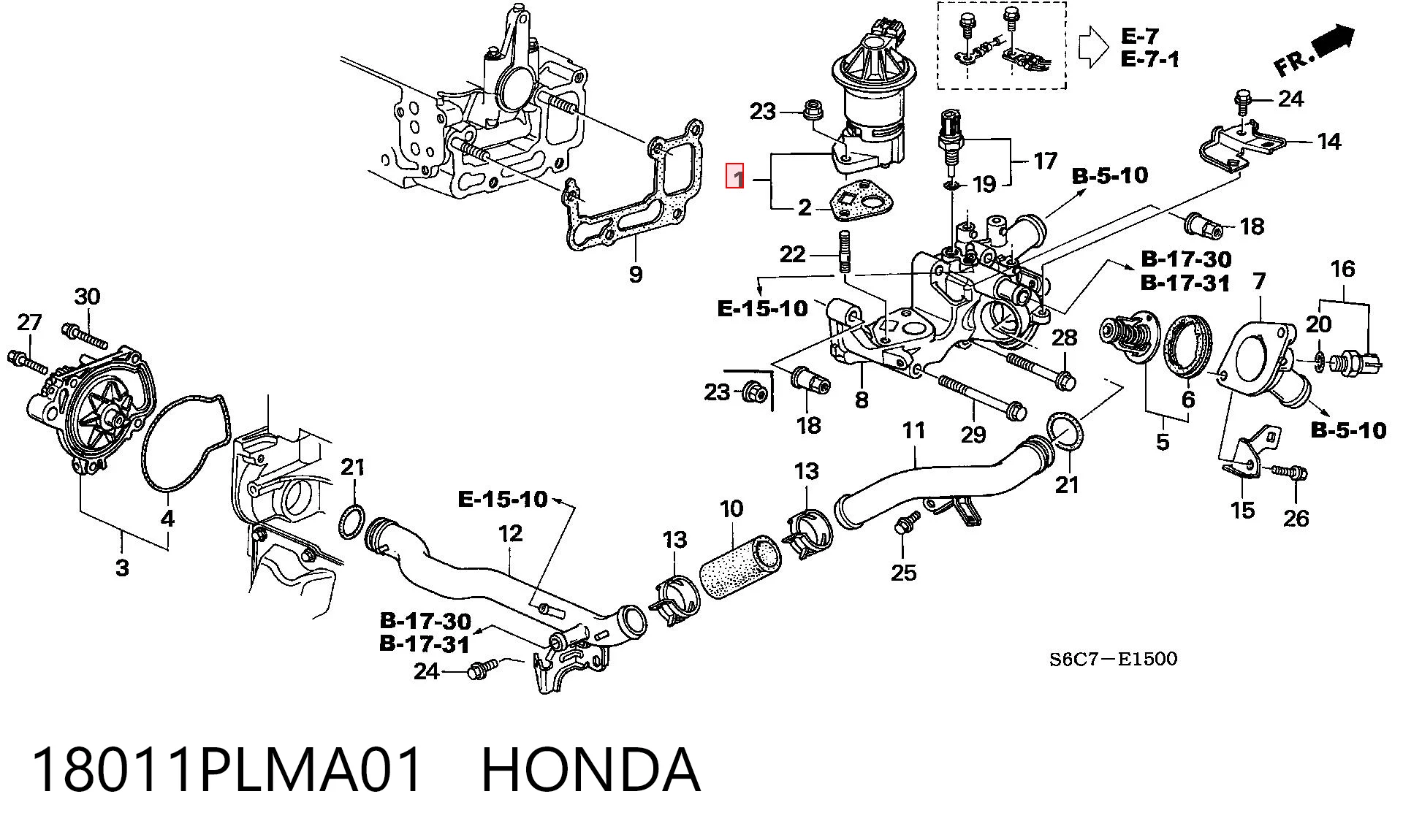 18011PLMA01 Honda Válvula EGR
