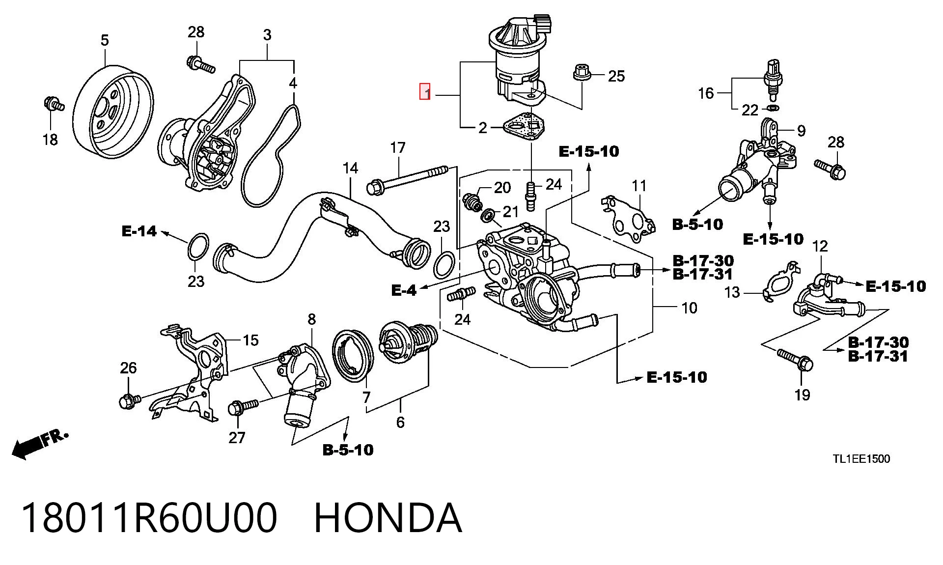 18011R60U00 Honda Válvula EGR