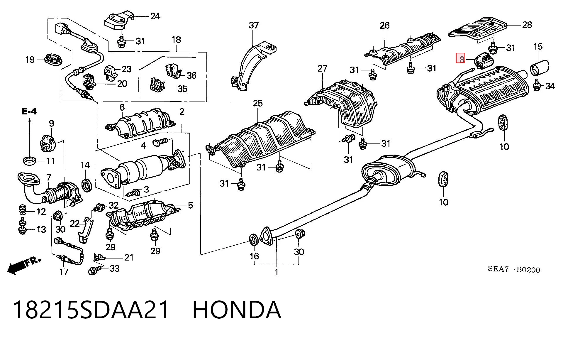 18215SDAA21 Honda Soporte de escape