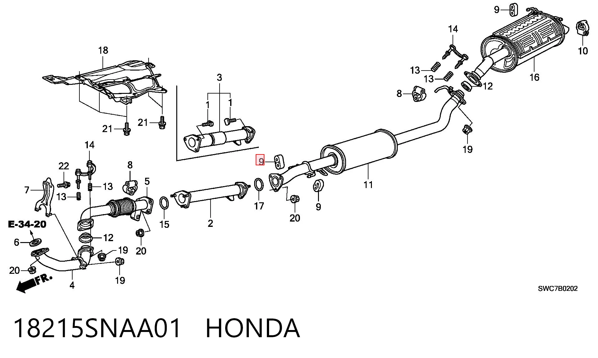 18215SNAA01 Honda Soporte de escape