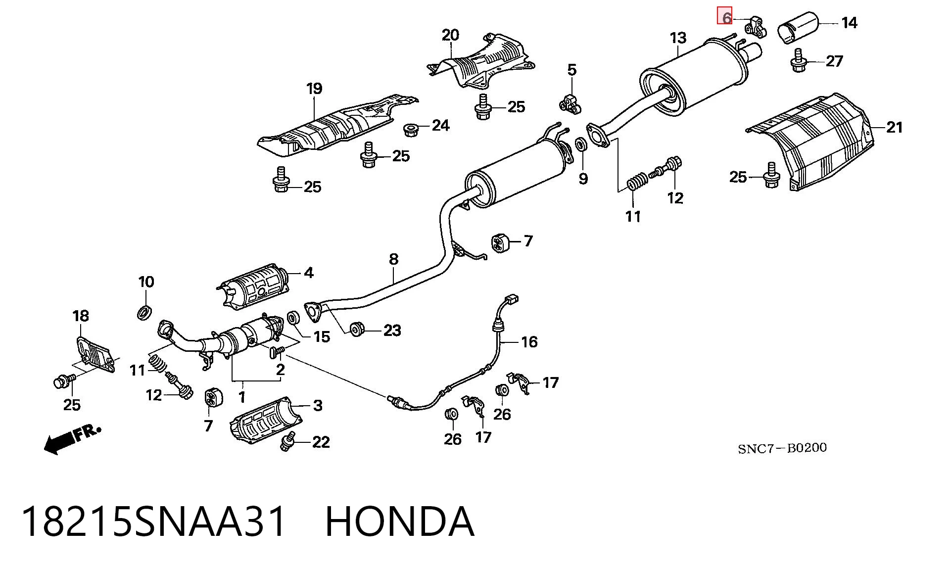 18215SNAA31 Honda Abrazadera de silenciador trasera