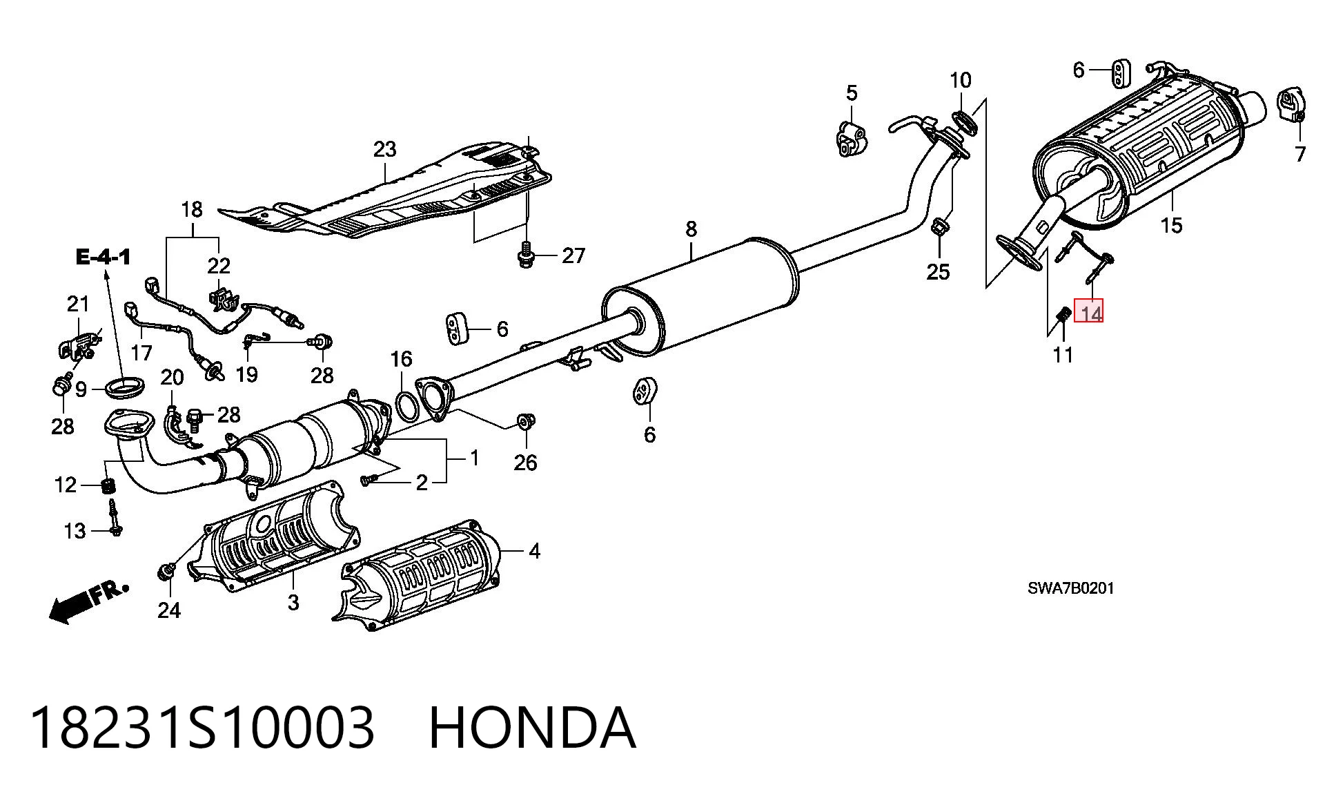 18231S10003 Honda Soporte del tubo de escape