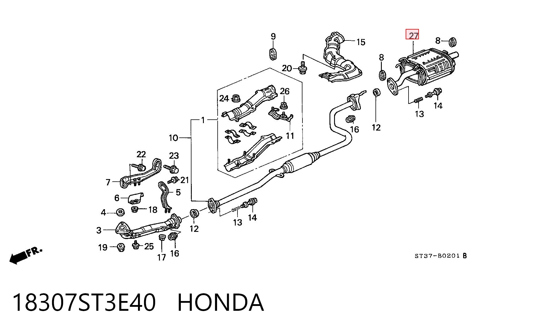 Silencioso trasero para Honda Civic VI (MA,MB)
