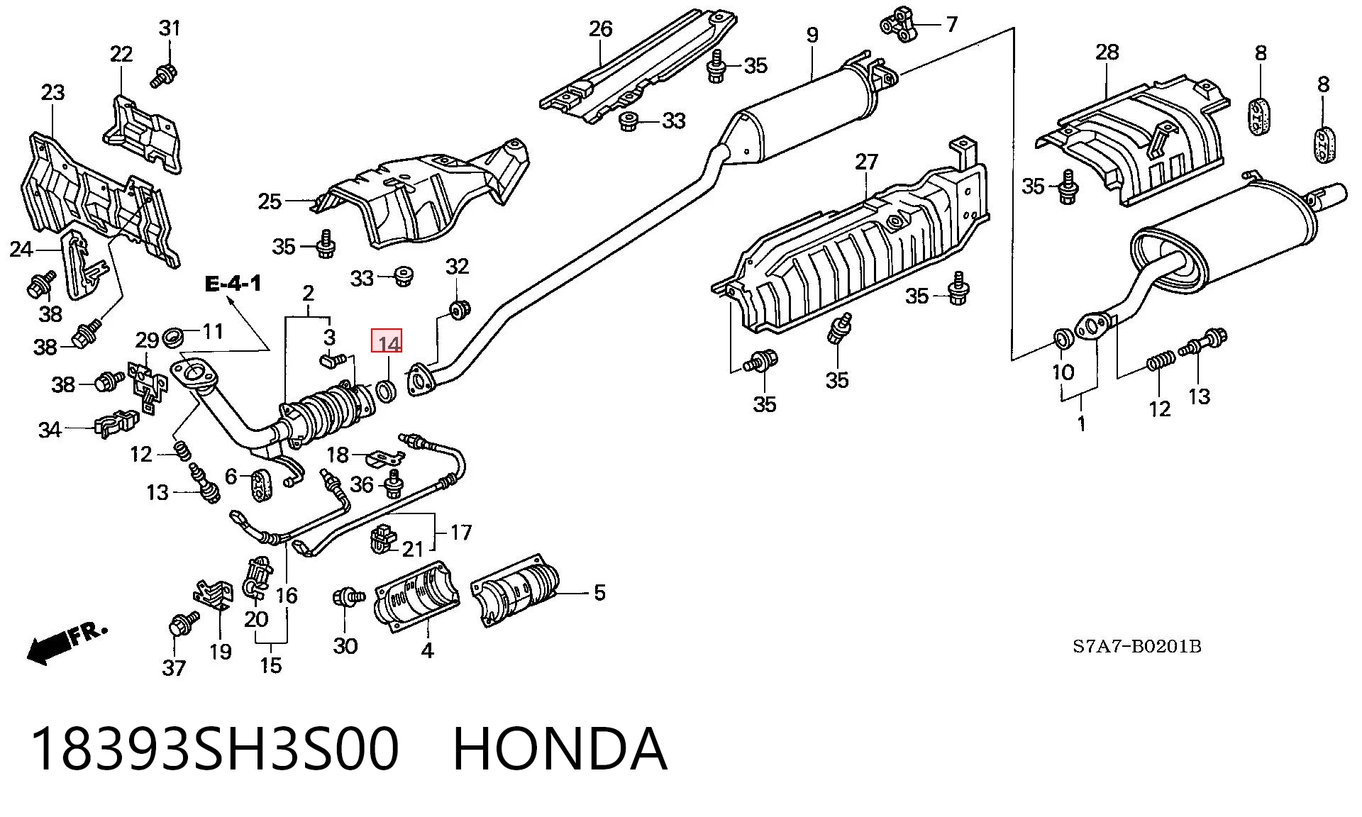 18393SH3S00 Honda Junta de sistema de escape