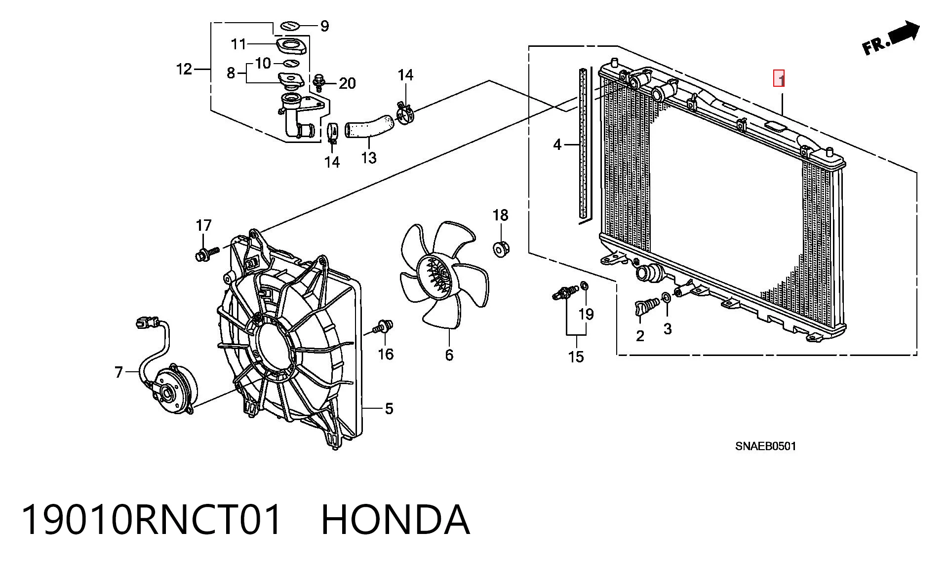 19010RNCT01 Honda Refrigeración del motor