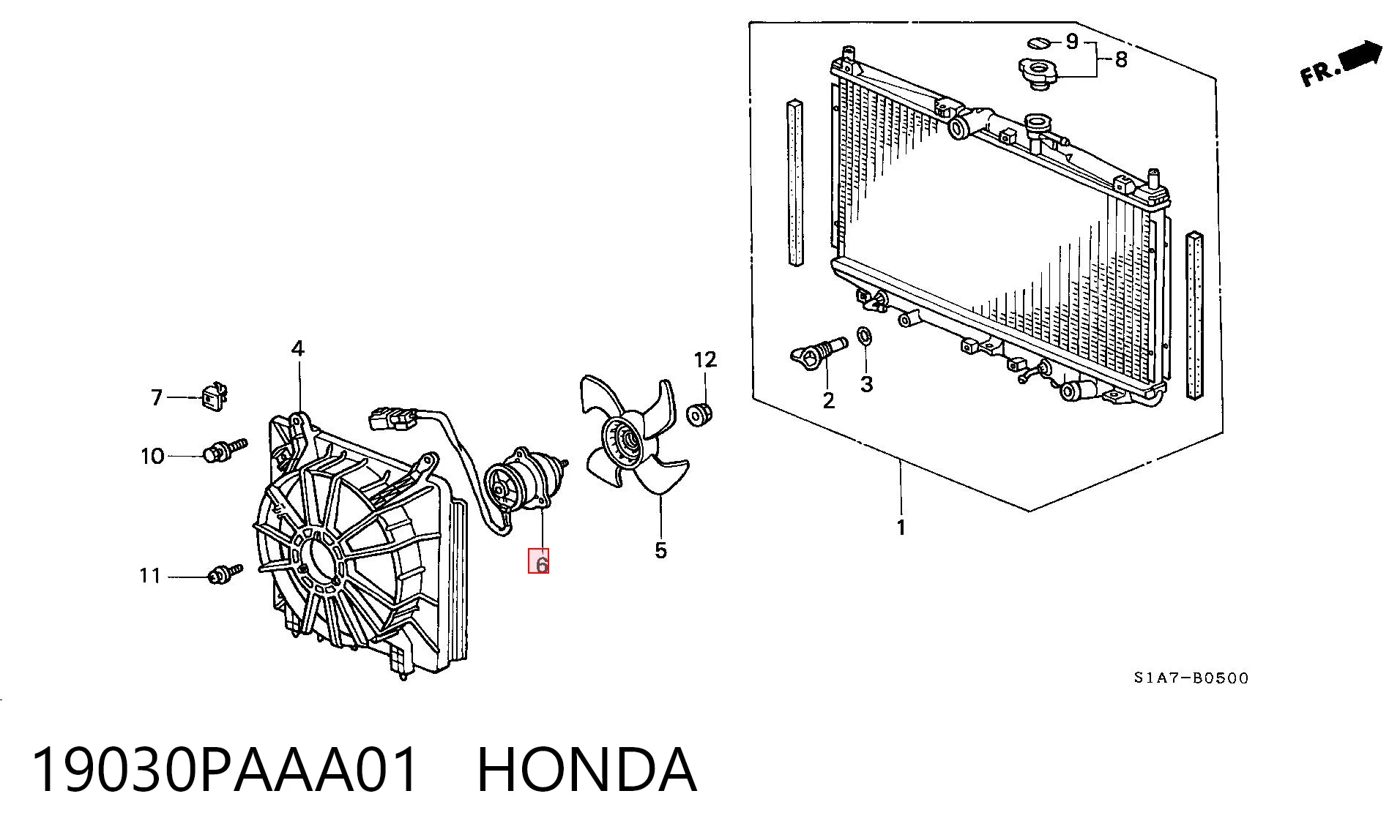 19030PAAA01 Honda Motor eléctrico, ventilador del radiador 