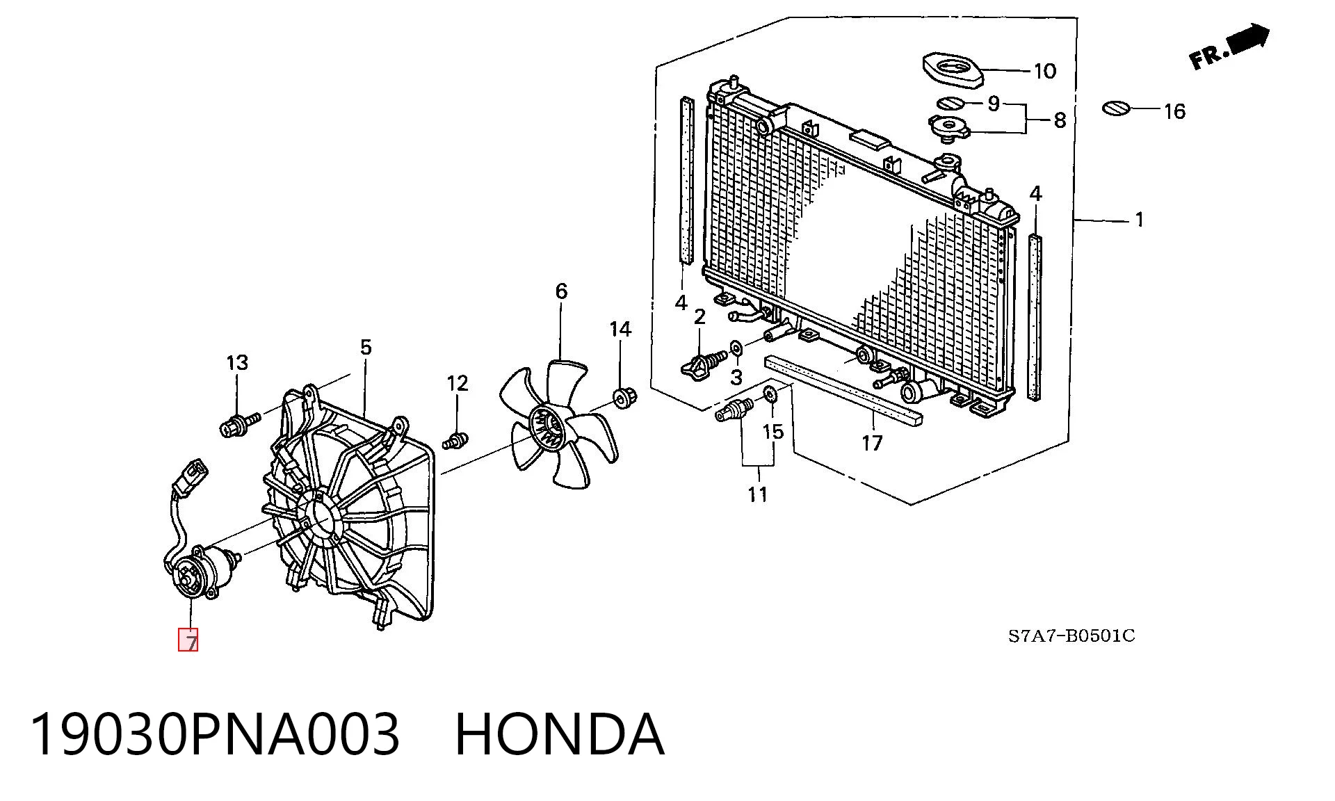 19030PNA003 Honda Motor del ventilador del acondicionador de aire