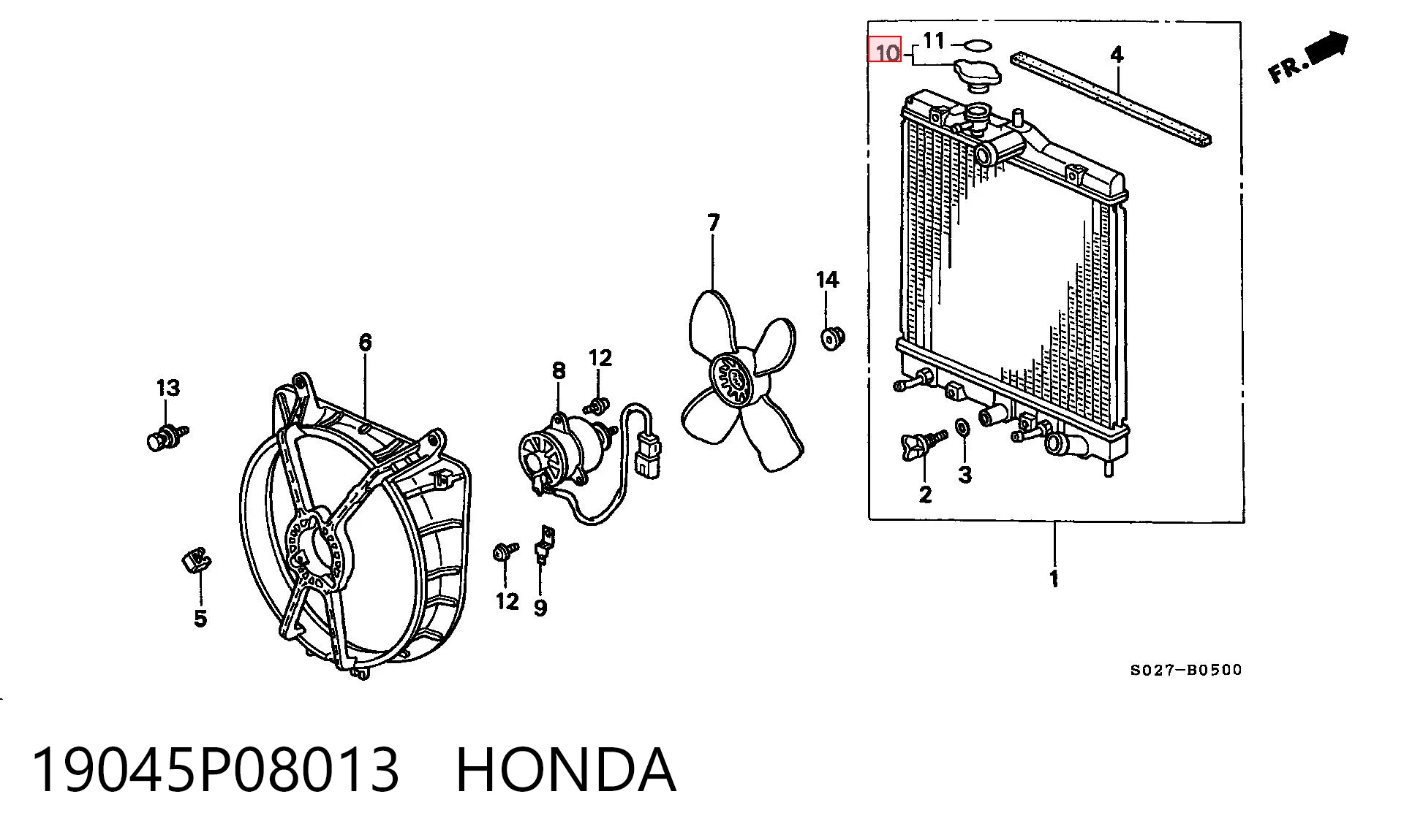 19045P08013 Honda Tapa de radiador