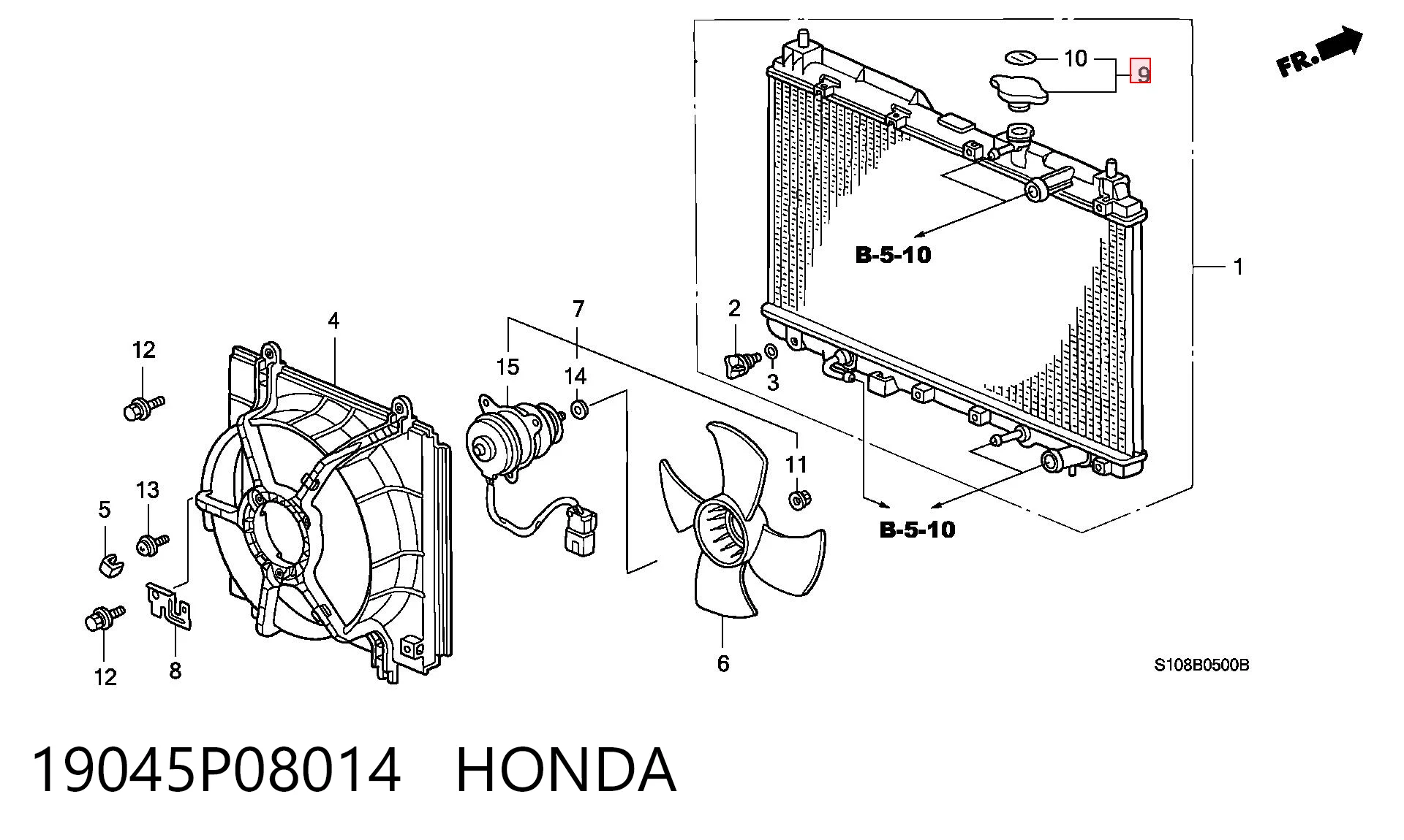 19045P08014 Honda Tapa de radiador