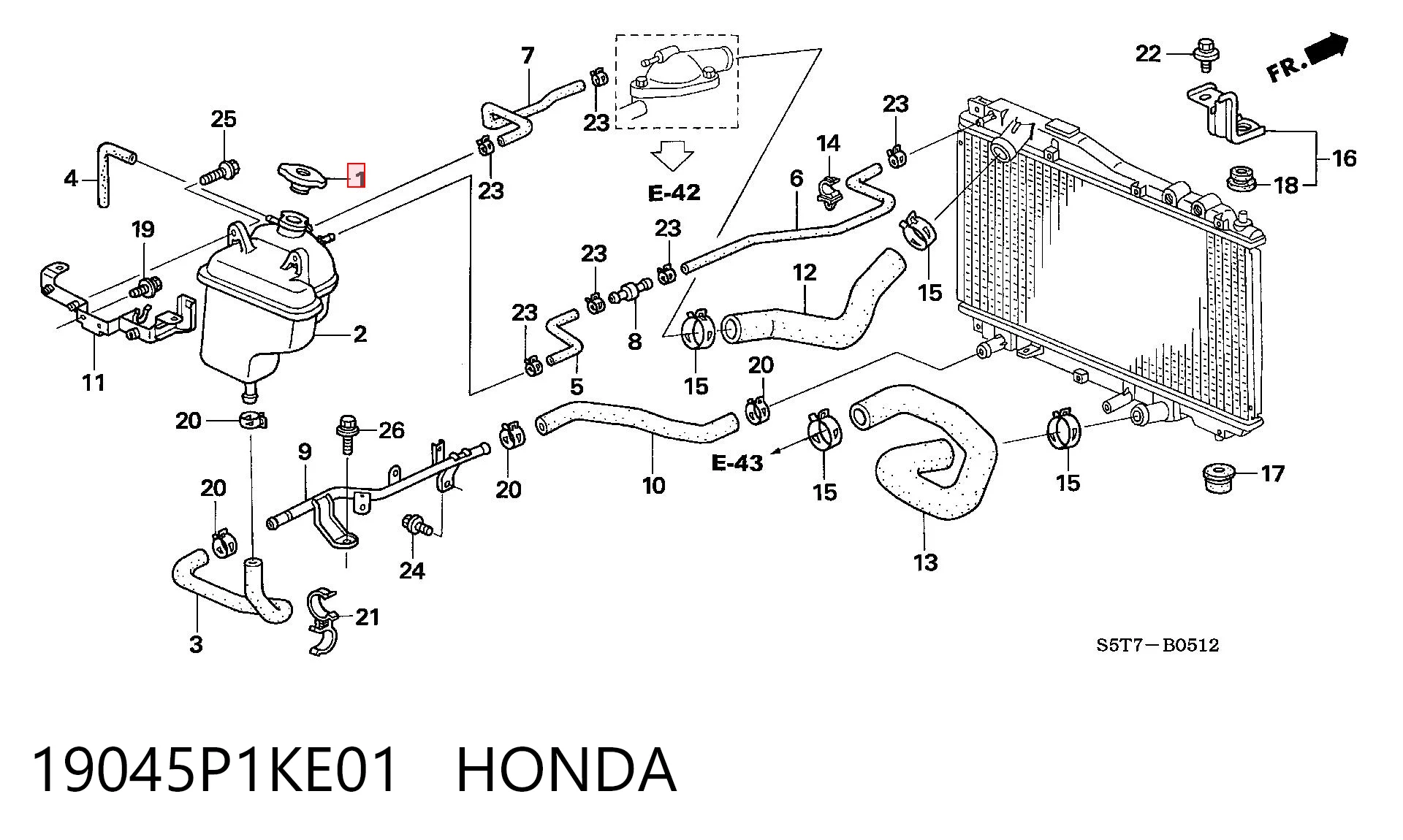 19045P1KE01 Honda Tapa de radiador