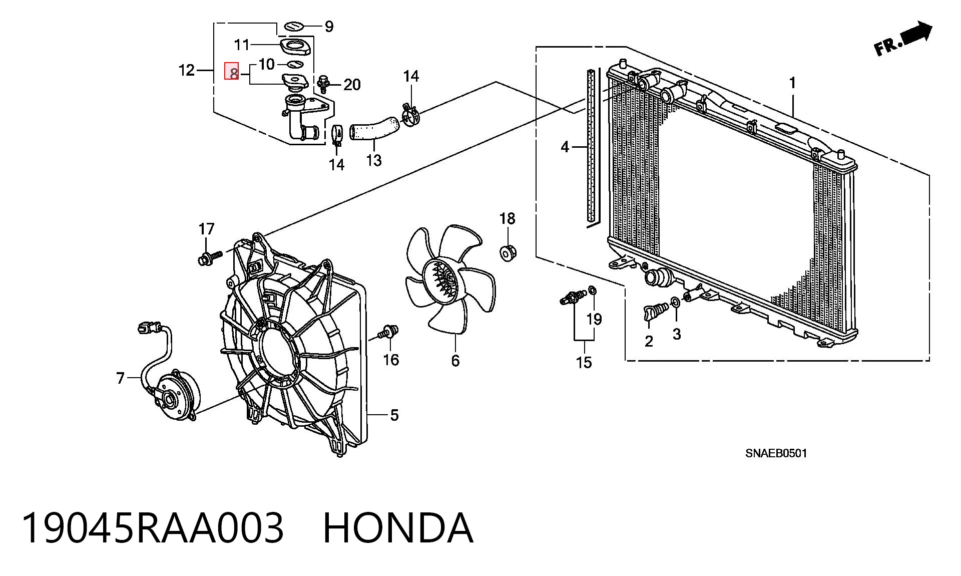 19045RAA003 Honda Tapa de radiador