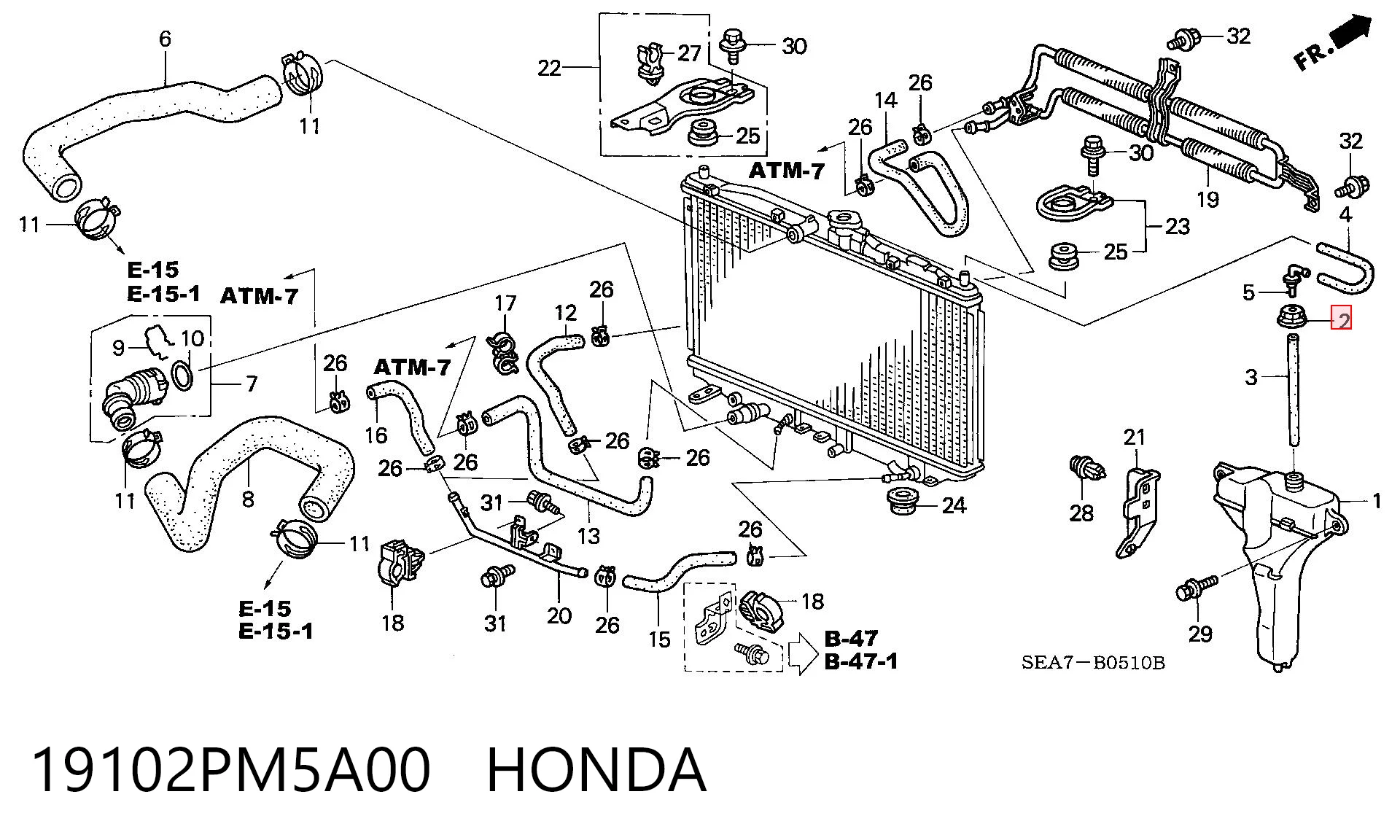 19102PM5A00 Honda Tapón del radiador de refrigerante
