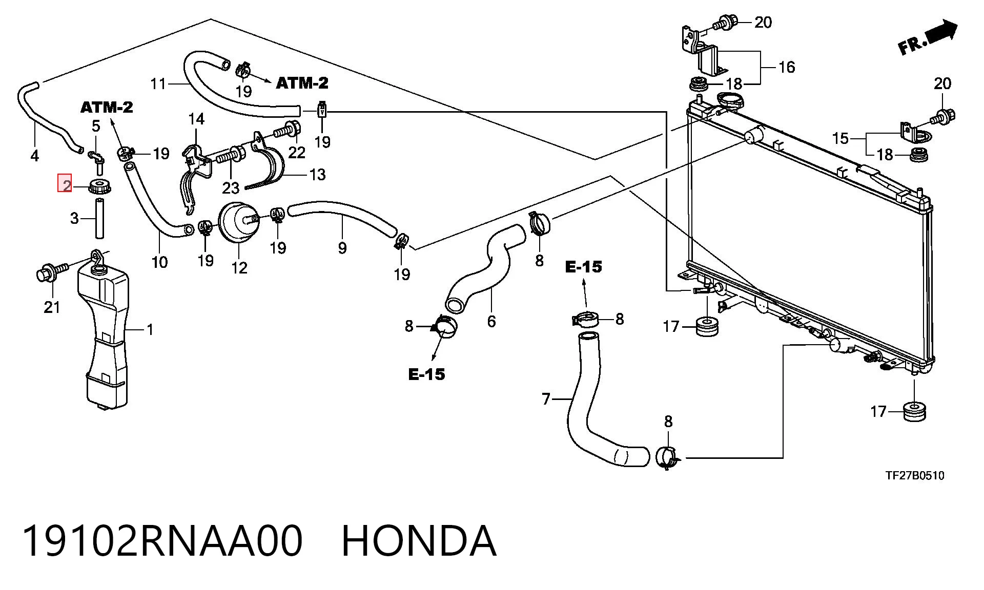 19102RNAA00 Honda Tapón del radiador de refrigerante